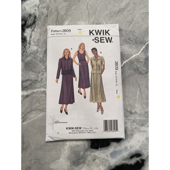 Kwik Sew New Uncut Misses Dresses and Jackets Sizes XS to XL Pattern No 2809 - Picture 1 of 8